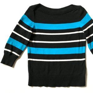 *3/$30* Chaps Turquoise & Black Striped Sweater